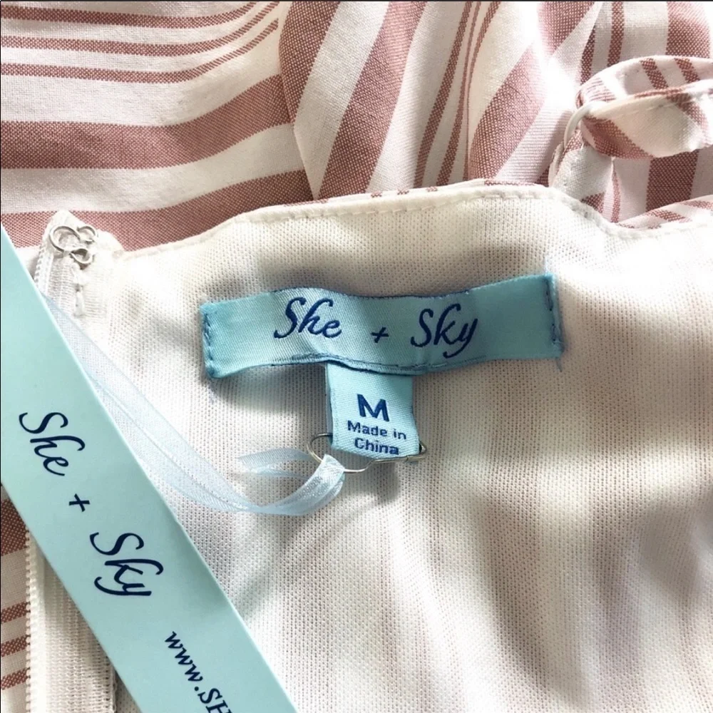 She and Sky Sleeveless Striped Knot Front …
